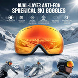 Sentimental Spherical Ski Goggles UV400, White Frame, Blue Lens + Striped Black White Strap In Australia - Darrahopens