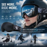 Premium Anti-Fog Ski Eyewear UV400, Black Frame, Black Coating Lens + Striped Black White Strap In Australia - Darrahopens