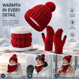Heartfelt Snow Trip Companion Thick Knitted Hat 3 Pack Bright Red, Multi-Scene Ski Outdoor Matching Wear In Australia - Darrahopens