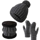 Reliable Cold Ski Present Insulated Thick Knit Hat 3 Pack Dark Grey, Warm Matching Set For Ski Holidays In Australia - Darrahopens