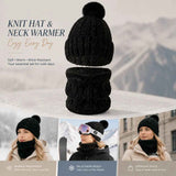 Handy Ski Holiday Gift Fleece Lined Thick Knit Hat 2 Pack Black, Thermal Snow Outdoor Matching Accessory In Australia - Darrahopens