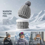 Versatile Snow Gear Gift Plush Lined Knit Hat 2 Pack Light Grey, Daily & Ski Travel Matching Outfit In Australia - Darrahopens