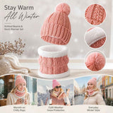 Cute Cold Ski Surprise Insulated Thick Knit Hat 2 Set Pink, Cosy Accessory For Ski Resort Camping In Australia - Darrahopens