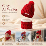Budget Friendly Ski Companion Plush Lined Knit Hat 2 Pack Bright Red, Cold Resistant Snow Matching Set In Australia - Darrahopens