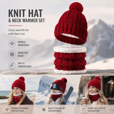 Warm Winter Ski Present Insulated Knitted Hat 2 Set Burgundy, Snug Accessory For Ski Field Daily Use In Australia - Darrahopens