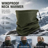 Thoughtful Ski & Cycling Gift Fleece Drawstring Neck Gaiter, Army Green, Windproof Thermal Neck Warmer