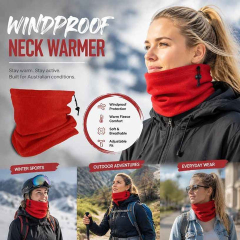 Heartfelt Snow Sport Present Polar Fleece Drawstring Neck Tube, Bright Red, Windproof Neck Mask