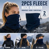 Cosy Winter Sport Bundle Fleece Drawstring Neck Gaiters 2 Pcs, Navy, Wind Block Ski Accessory In Australia - Darrahopens