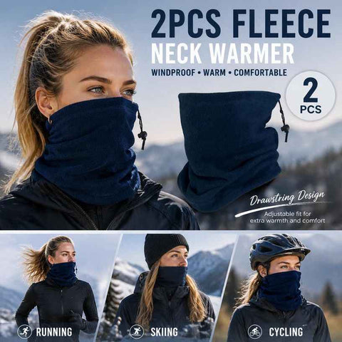 Cosy Winter Sport Bundle Fleece Drawstring Neck Gaiters 2 Pcs, Navy, Wind Block Ski Accessory In Australia - Darrahopens