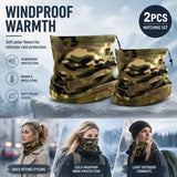 Warm Snow Outdoor Bundle Fleece Drawstring Neck Gaiters 2 Pcs, Camo Army Green, Cold Weather Gear In Australia - Darrahopens