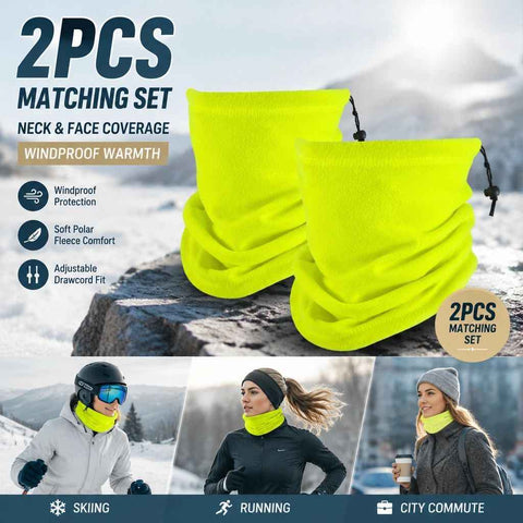 High Vis Ski Bundle Fleece Drawstring Neck Gaiters 2 Pcs, Fluorescent Green, Outdoor Safety Wear In Australia - Darrahopens