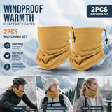 All-Round Cold Weather Pack Soft Fleece Drawstring Neck Warmers 2 Pcs, Khaki, Universal Sport Accessory In Australia - Darrahopens