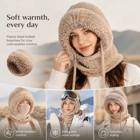 Practical Windproof Knit Combo Hat Khaki One Size, Essential Ski Resort Accessory For All Daily Looks In Australia - Darrahopens