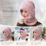 Adorable Snow Activity Knitted All-In-One Hat Pink One Size, Plush Inner Lining For Skiing & Day-To-Day Wear In Australia - Darrahopens