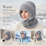 Multi-Use Fleece Knit Hat With Attached Neck Mask Grey One Size, Versatile Headwear For Ski Trips & Casual Styling In Australia - Darrahopens