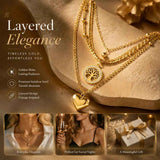 Elegant Vintage Layered Double Chain Necklace, Minimal Luxury Dainty Gold Plated Stainless Steel Jewellery In Australia - Darrahopens