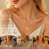Chic Retro Two Layer Stackable Necklace, Understated Premium Gold Dipped Stainless Steel Pendant In Australia - Darrahopens