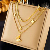 Chic Retro Two Layer Stackable Necklace, Understated Premium Gold Dipped Stainless Steel Pendant In Australia - Darrahopens