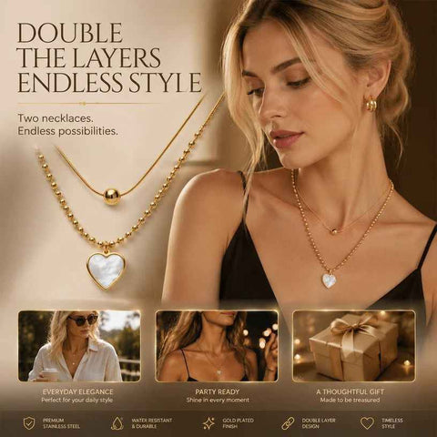 Classic Vintage Stackable Double Necklace, Simple Minimal Gold Plated Stainless Steel Wearable Accessory In Australia - Darrahopens