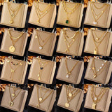 Classic Vintage Stackable Double Necklace, Simple Minimal Gold Plated Stainless Steel Wearable Accessory