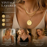 Refined Retro Dual Layer Chain Necklace, Low Key Luxury Gold Coated Stainless Steel Ladies Jewellery In Australia - Darrahopens