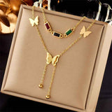Lovely Vintage Two-Tier Stack Necklace, Tiny Dainty Gold Plated Stainless Steel Casual Neckwear In Australia - Darrahopens