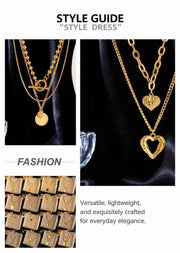Premium Retro Layered Double Chain, Elegant Minimal Luxury Gold Dipped Stainless Steel Party Jewellery In Australia - Darrahopens