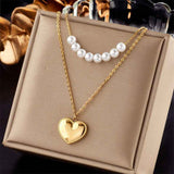 Soft Vintage Dual Stack Necklace, Distinct Dainty Gold Plated Stainless Steel Daily Neck Accessory
