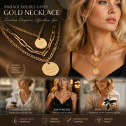 Sophisticated Retro Dual Chain Stack Necklace, Quiet Luxury Gold Dipped Stainless Steel Ladies Neck Jewellery In Australia - Darrahopens