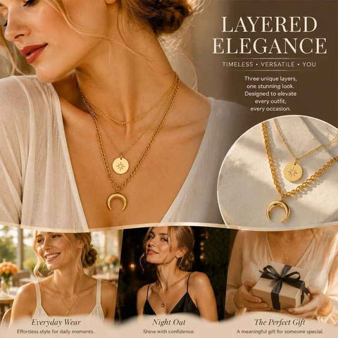 Sweet Vintage Double Layer Stack Necklace, Understated Dainty Gold Plated Stainless Steel Outfit Accessory In Australia - Darrahopens