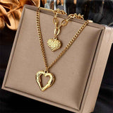 Antique Style Retro Layered Necklace, Light Luxury Gold Coated Stainless Steel All-Match Jewellery In Australia - Darrahopens