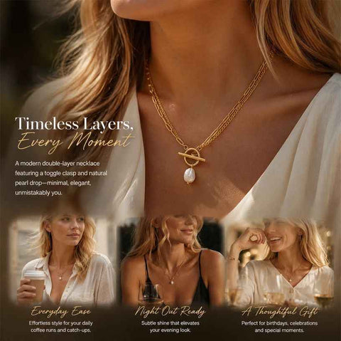 Slim Retro Two-Tier Double Necklace, Subtle Luxury Gold Dipped Stainless Steel Travel Accessory In Australia - Darrahopens