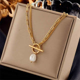 Slim Retro Two-Tier Double Necklace, Subtle Luxury Gold Dipped Stainless Steel Travel Accessory In Australia - Darrahopens
