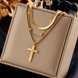 Luxe Minimal Retro Double Layer Necklace, Fine Dainty Gold Coated Stainless Steel Daily Wear Neckwear In Australia - Darrahopens