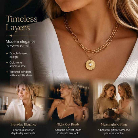 Soft Chic Vintage Two Layer Stack Chain, Elegant Understated Gold Plated Stainless Steel Gift Jewellery In Australia - Darrahopens