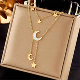 Casual Retro Dual Stack Necklace, Sleek Quiet Luxury Gold Dipped Stainless Steel Weekend Accessory In Australia - Darrahopens