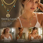 Glam Vintage Double Tier Layer Necklace, Unique Minimal Gold Plated Stainless Steel Occasion Jewellery In Australia - Darrahopens
