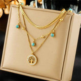 Glam Vintage Double Tier Layer Necklace, Unique Minimal Gold Plated Stainless Steel Occasion Jewellery In Australia - Darrahopens
