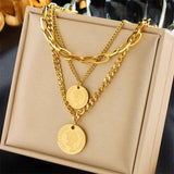 Romantic Vintage Two Layer Stack Chain, Dainty Understated Gold Plated Stainless Steel Fashion Neckwear In Australia - Darrahopens