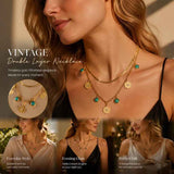 Vintage Inspired Double Stack Necklace, Delicate Subtle Luxury Gold Dipped Stainless Steel Everyday Accessory