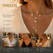 Neat Retro Dual Layer Chain Necklace, Simple Quiet Luxury Gold Coated Stainless Steel Matching Jewellery In Australia - Darrahopens