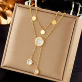 Neat Retro Dual Layer Chain Necklace, Simple Quiet Luxury Gold Coated Stainless Steel Matching Jewellery In Australia - Darrahopens