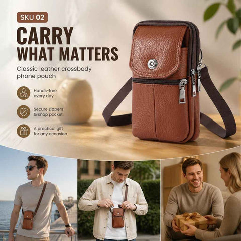 Timeless Leather Belt Mount Phone Holder, Daily Work Crossbody Carry Bag For Fathers, Light Tan In Australia - Darrahopens