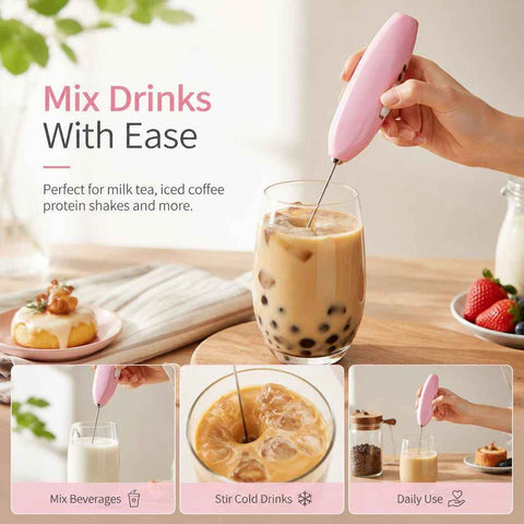 Lightweight Household Electric Egg Mixer, Multi-Purpose Stainless Steel Blender For Milk Tea, Pink In Australia - Darrahopens