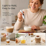 Practical Handheld Mini Electric Whisk, Stainless Steel Stirring Tool For Kitchen & Drinks, White In Australia - Darrahopens