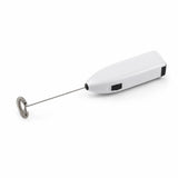 Practical Handheld Mini Electric Whisk, Stainless Steel Stirring Tool For Kitchen & Drinks, White