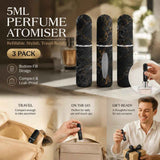 Luxe Patterned 5ml Portable Perfume Vial, Bottom Fill Mini Travel Fragrance Container 3 Pack, Solid Black In Australia - Darrahopens
