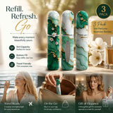 Fresh Floral Printed 5ml Travel Perfume Bottle, Easy Bottom Refill Pocket Scent Atomiser 3 Pack, Green Floral In Australia - Darrahopens