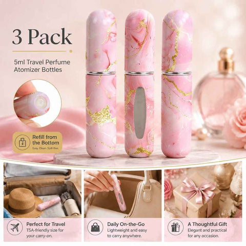Soft Solid Tone 5ml Travel Perfume Vial, Bottom Refill Pocket Sized Fragrance Bottle 3 Pack, Pink In Australia - Darrahopens