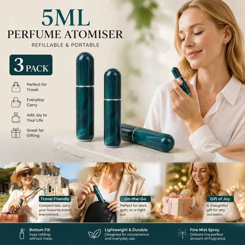 Glossy Glaze Shade 5ml Portable Scent Bottle, Bottom Loading Easy Refill Travel Atomiser 3 Pack, Shimmer Green In Australia - Darrahopens